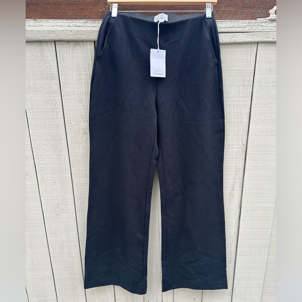 & other stories Black stretchy wide leg draped dress pants - 8